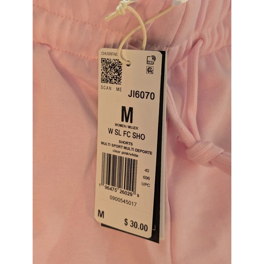 Women's Pink‎ Adidas Essentials Small Logo Feel Cozy Cotton Blend Shorts - 0023